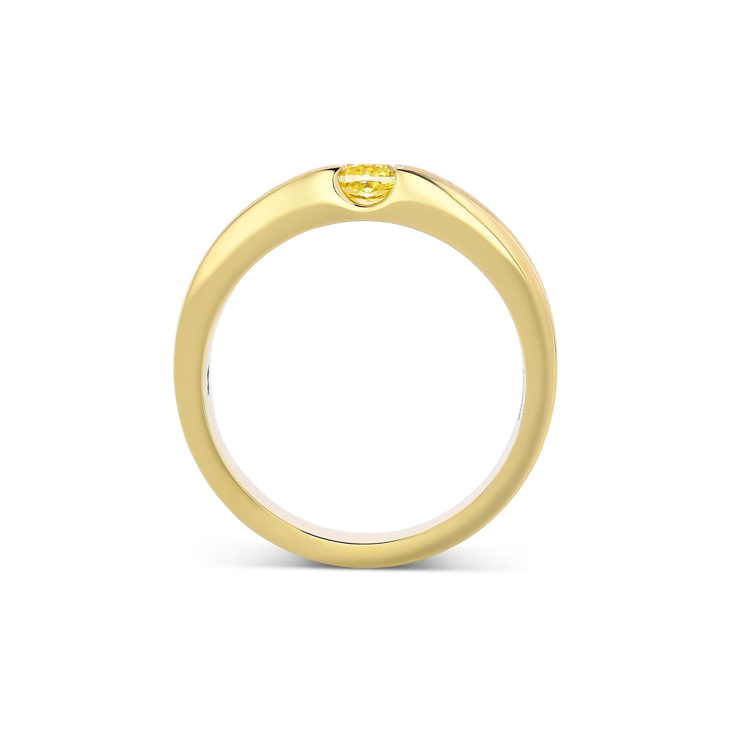 Fancy Yellow Cushion Diamond Tension Band Ring