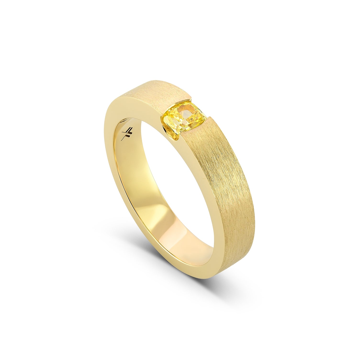 Fancy Yellow Cushion Diamond Tension Band Ring