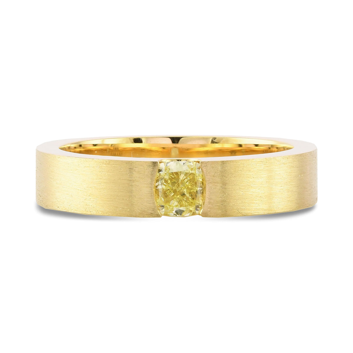 Fancy Yellow Cushion Diamond Tension Band Ring