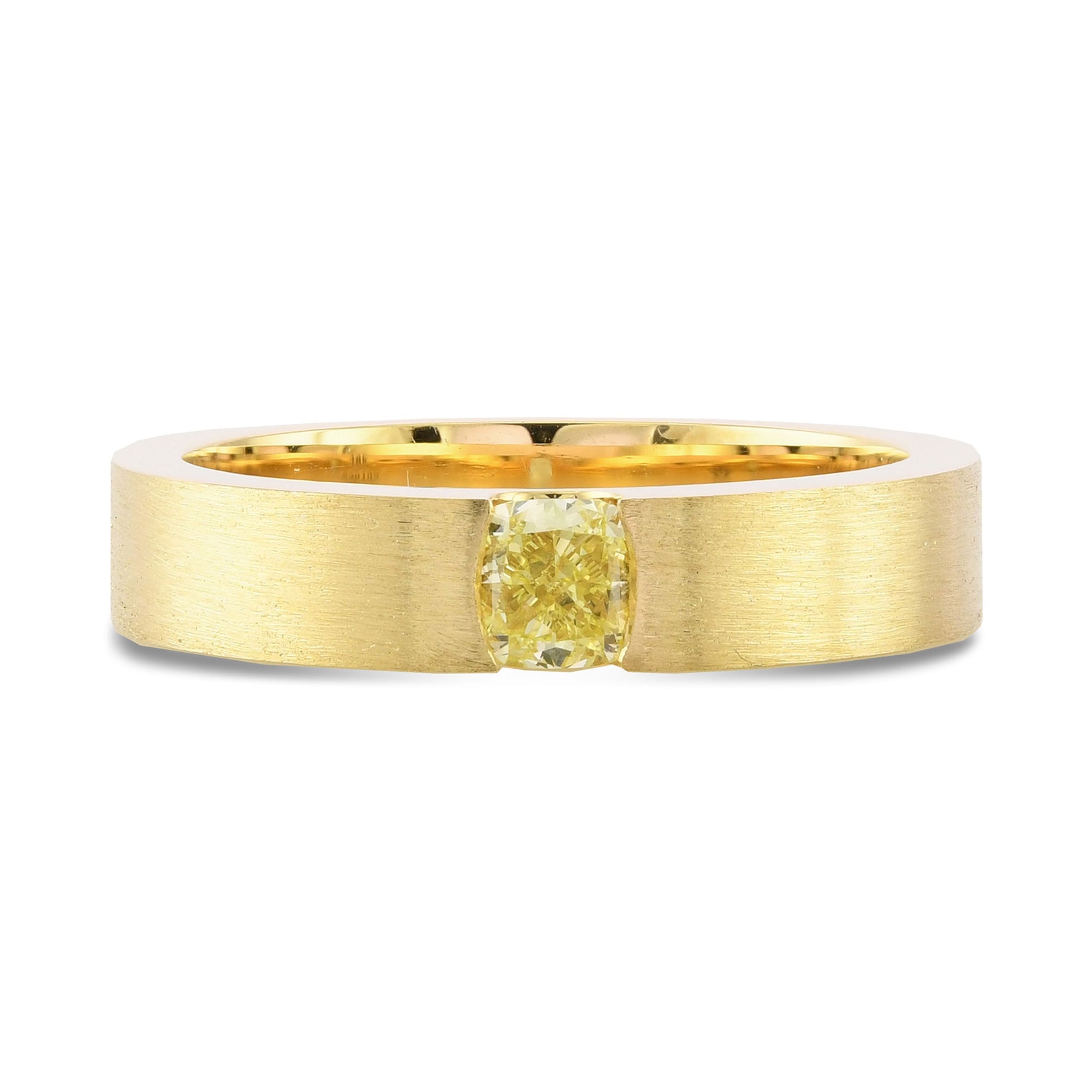 Fancy Yellow Cushion Diamond Tension Band Ring