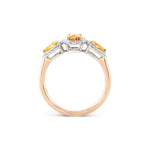 Fancy Vivid Yellowish Orange Three-stone Halo Diamond Ring