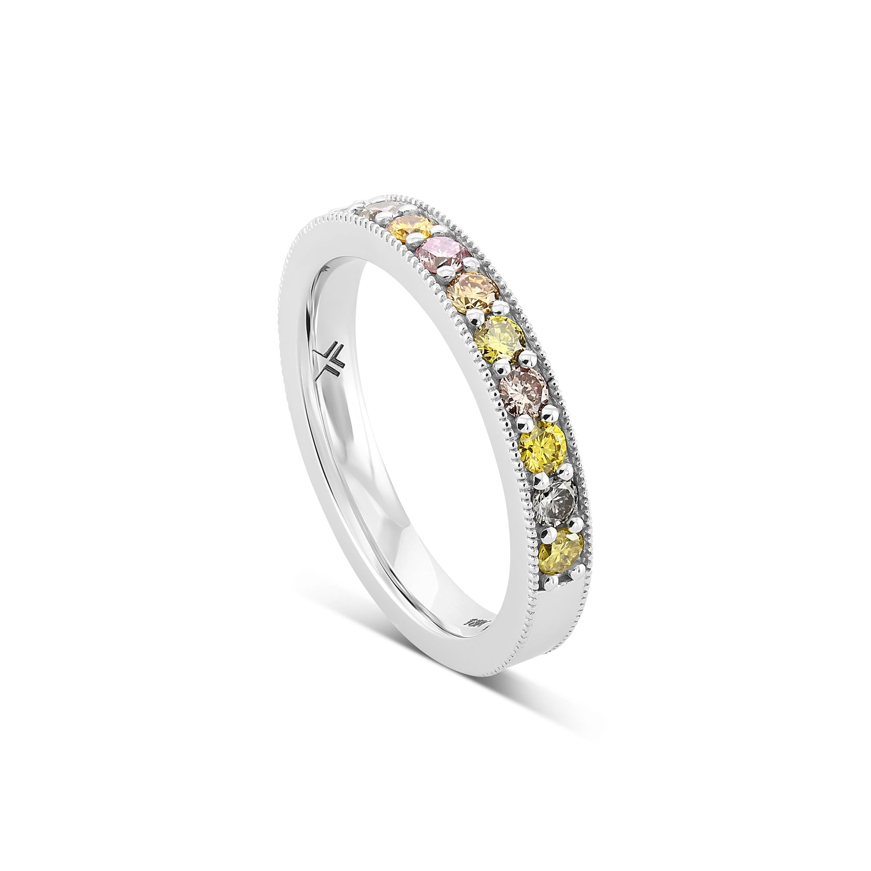 Milgrain Multicolored Diamond Stackable Band Ring