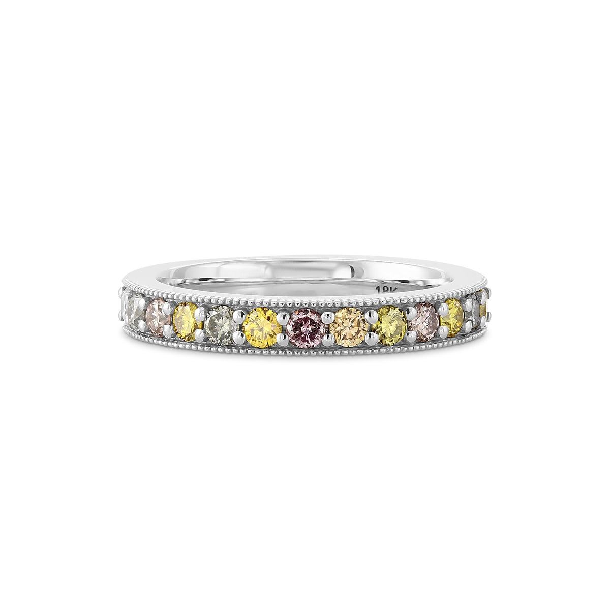 Milgrain Multicolored Diamond Stackable Band Ring