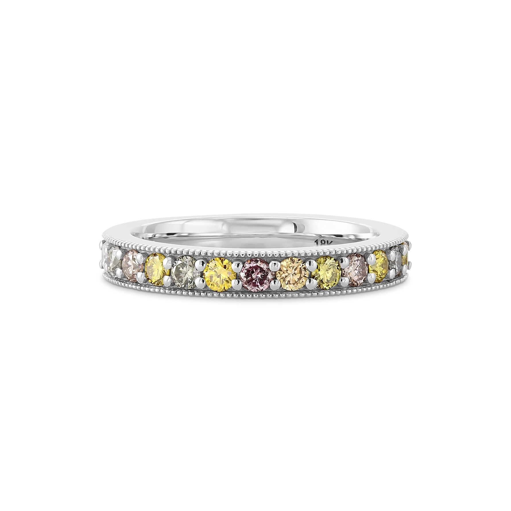 Milgrain Multicolored Diamond Stackable Band Ring