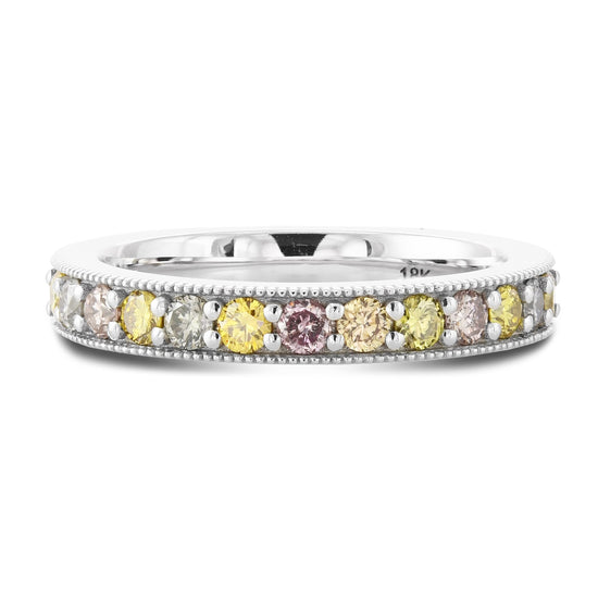 Milgrain Multicolored Diamond Stackable Band Ring