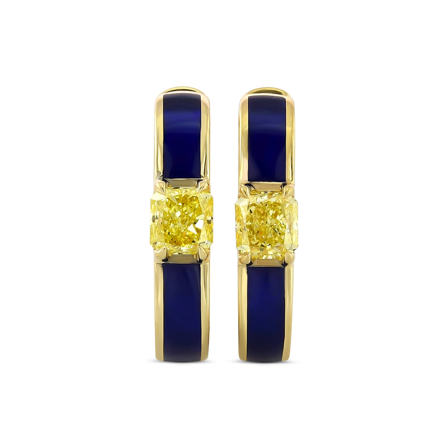 Orecchini con diamanti Radiant giallo fancy
