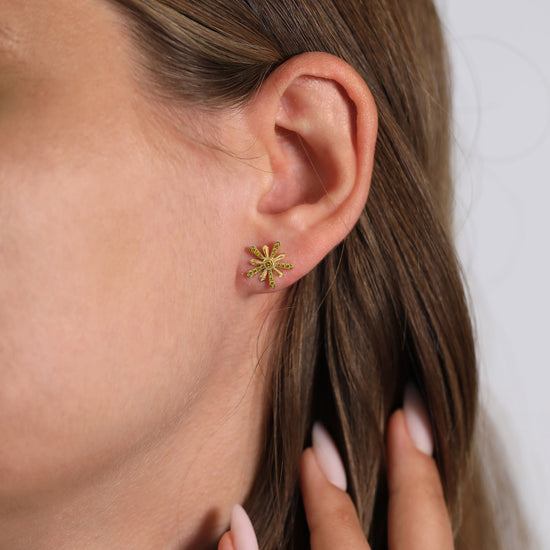 Fancy Vivid Yellow Round Diamond Stud Earrings