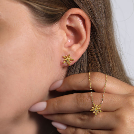 Fancy Vivid Yellow Round Diamond Stud Earrings