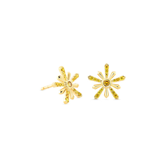 Fancy Vivid Yellow Round Diamond Stud Earrings
