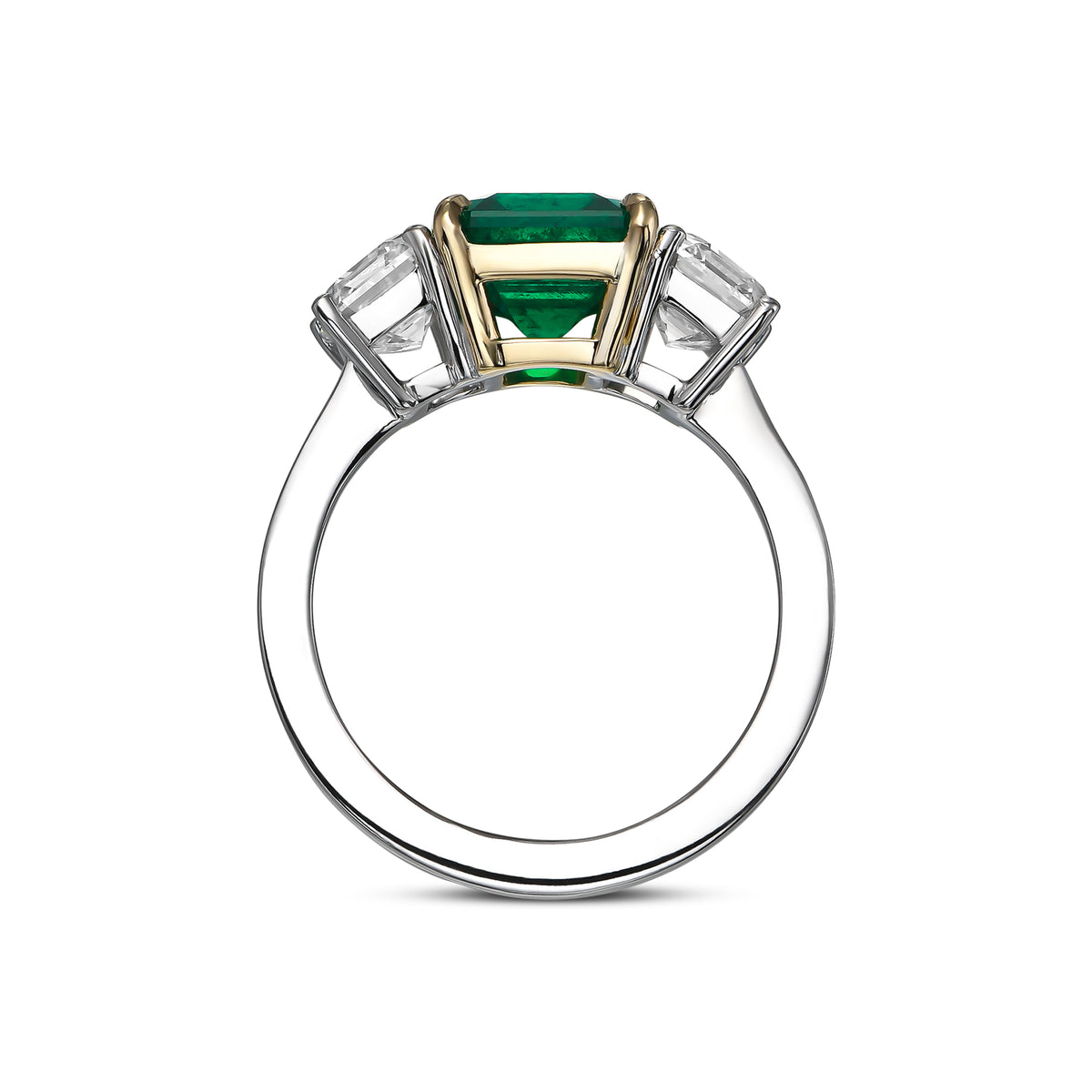 Colombian Emerald and Diamond Three-stone Ring