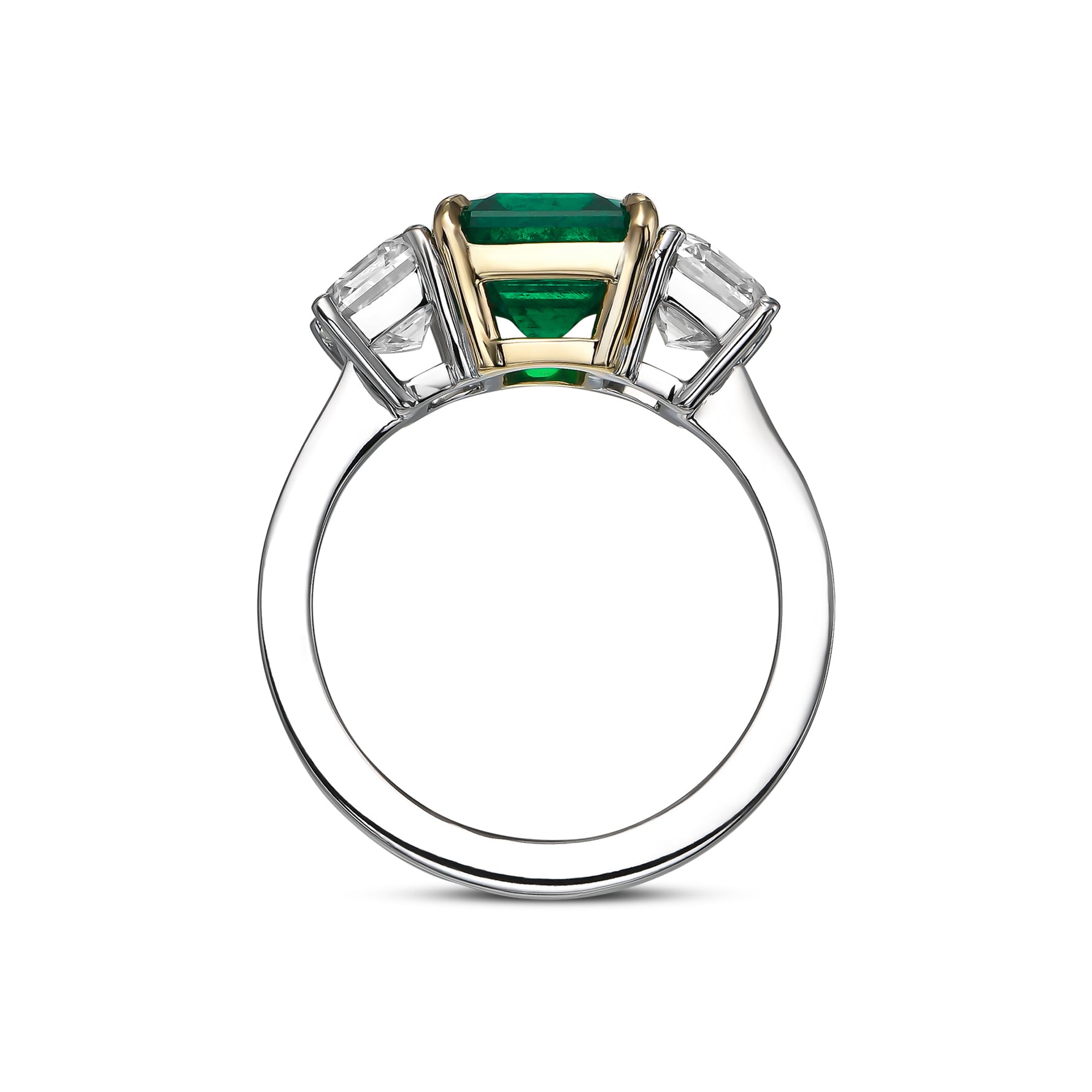 Colombian Emerald and Diamond Three-stone Ring