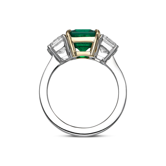 Colombian Emerald and Diamond Three-stone Ring