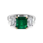 Colombian Emerald and Diamond Three-stone Ring
