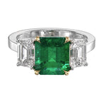Colombian Emerald and Diamond Three-stone Ring