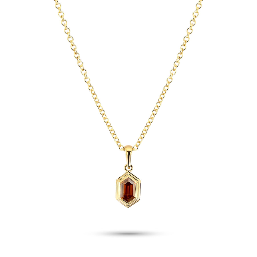 Fancy Deep Yellowish Orange Hexagonal Diamond Pendant