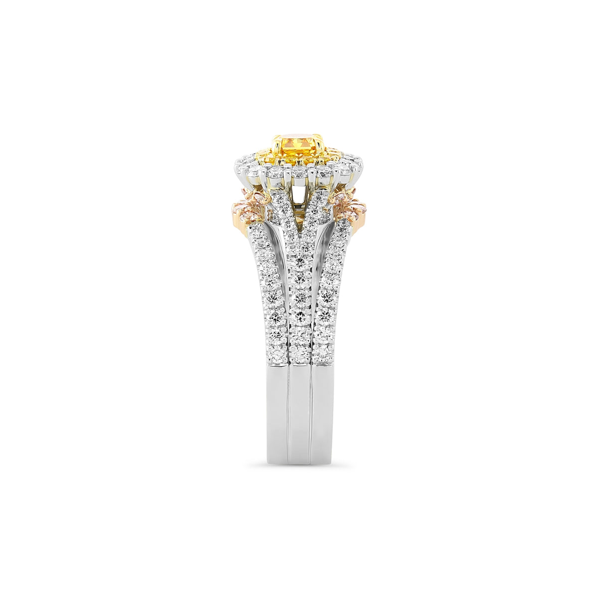 Fancy Intense Orange Yellow Diamond Double Halo Ring