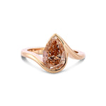 Fancy Brown Pink Pear Diamond Solitaire Ring