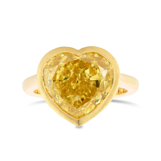 Fancy Brownish Yellow Heart Solitare Diamond Ring
