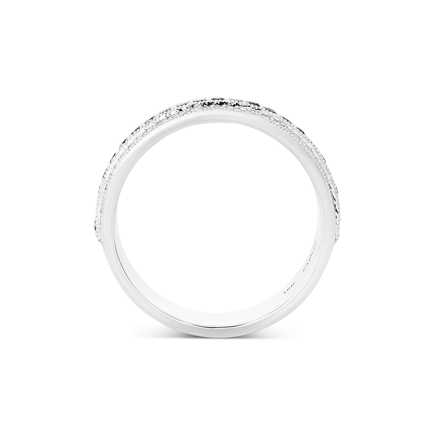 Wide Black Diamond Milgrain Band Ring