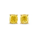 Fancy Intense Yellow Cushion Diamond Stud Earrings