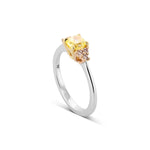 Fancy Intense Yellow Cushion & Pink Diamond Side Stone Ring