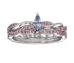 Fancy Blue Marquise & Pink Diamond Engagement & Wedding Ring Set