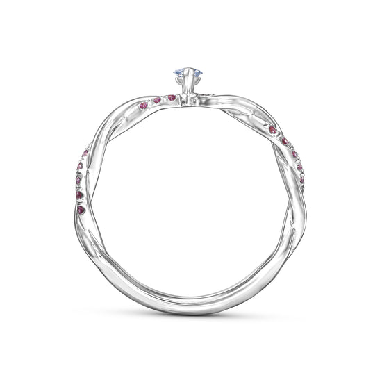 Fancy Blue Marquise & Pink Diamond Engagement & Wedding Ring Set
