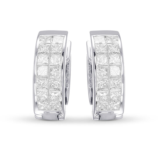 White Diamonds Princess Hoop Earrings