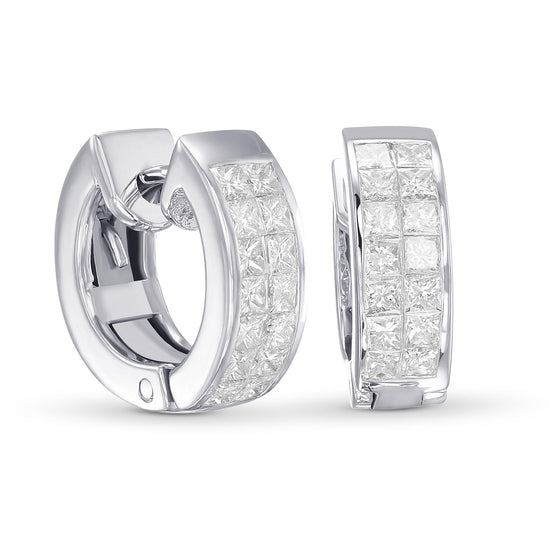 White Diamonds Princess Hoop Earrings