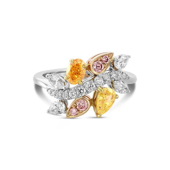 Multi-Color Diamond Cluster Couture Ring