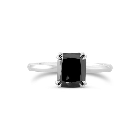 Radiant Fancy Black Solitaire Diamond Ring