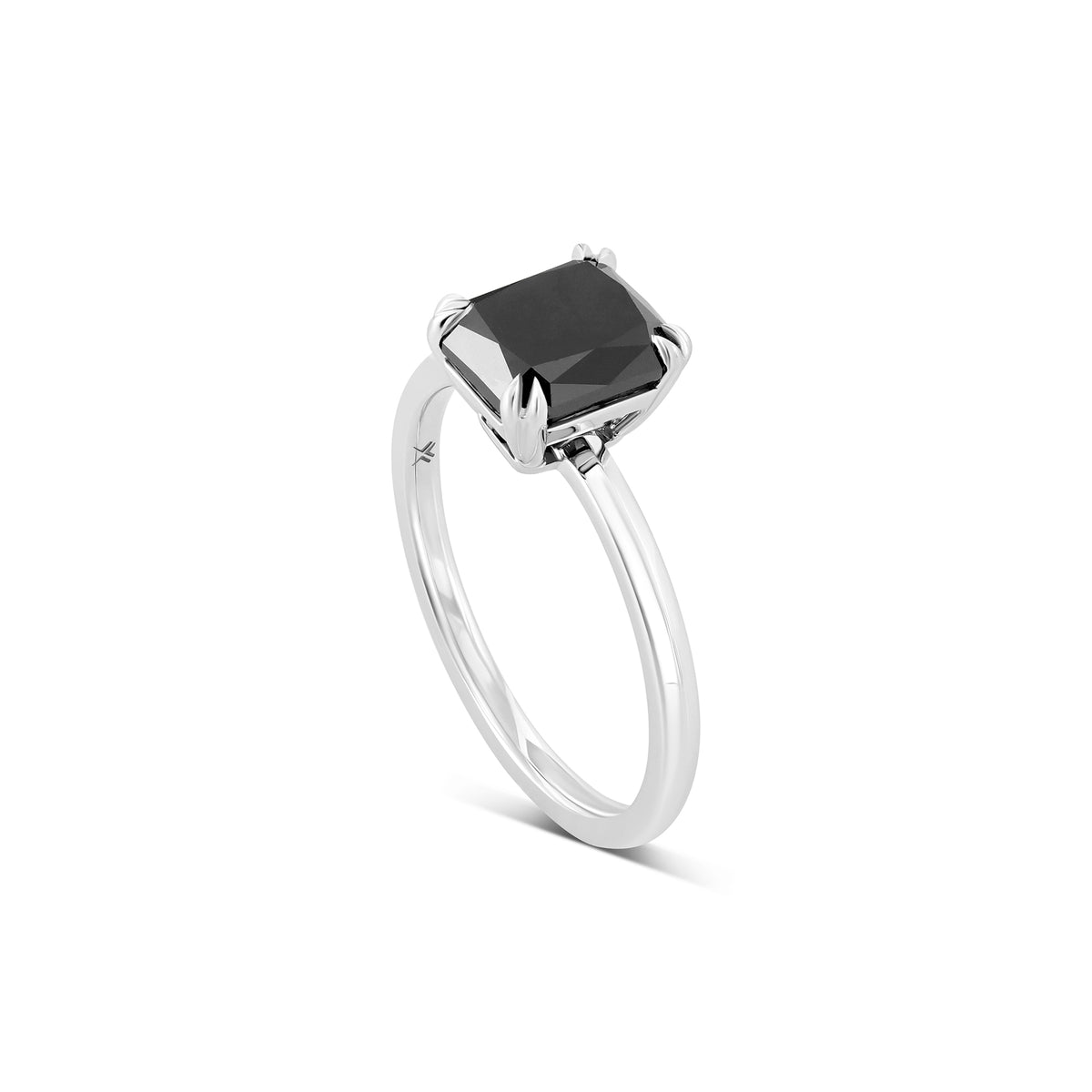 Radiant Fancy Black Solitaire Diamond Ring
