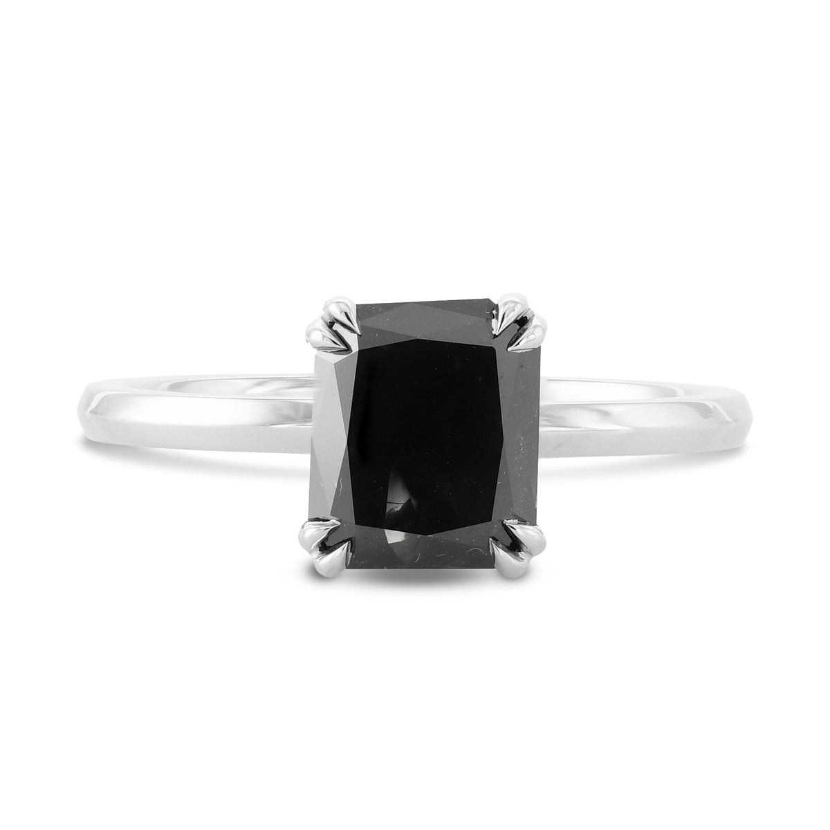 Radiant Fancy Black Solitaire Diamond Ring