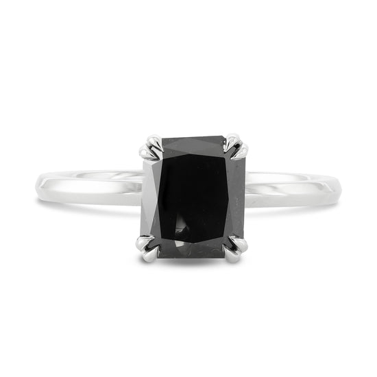 Radiant Fancy Black Solitaire Diamond Ring