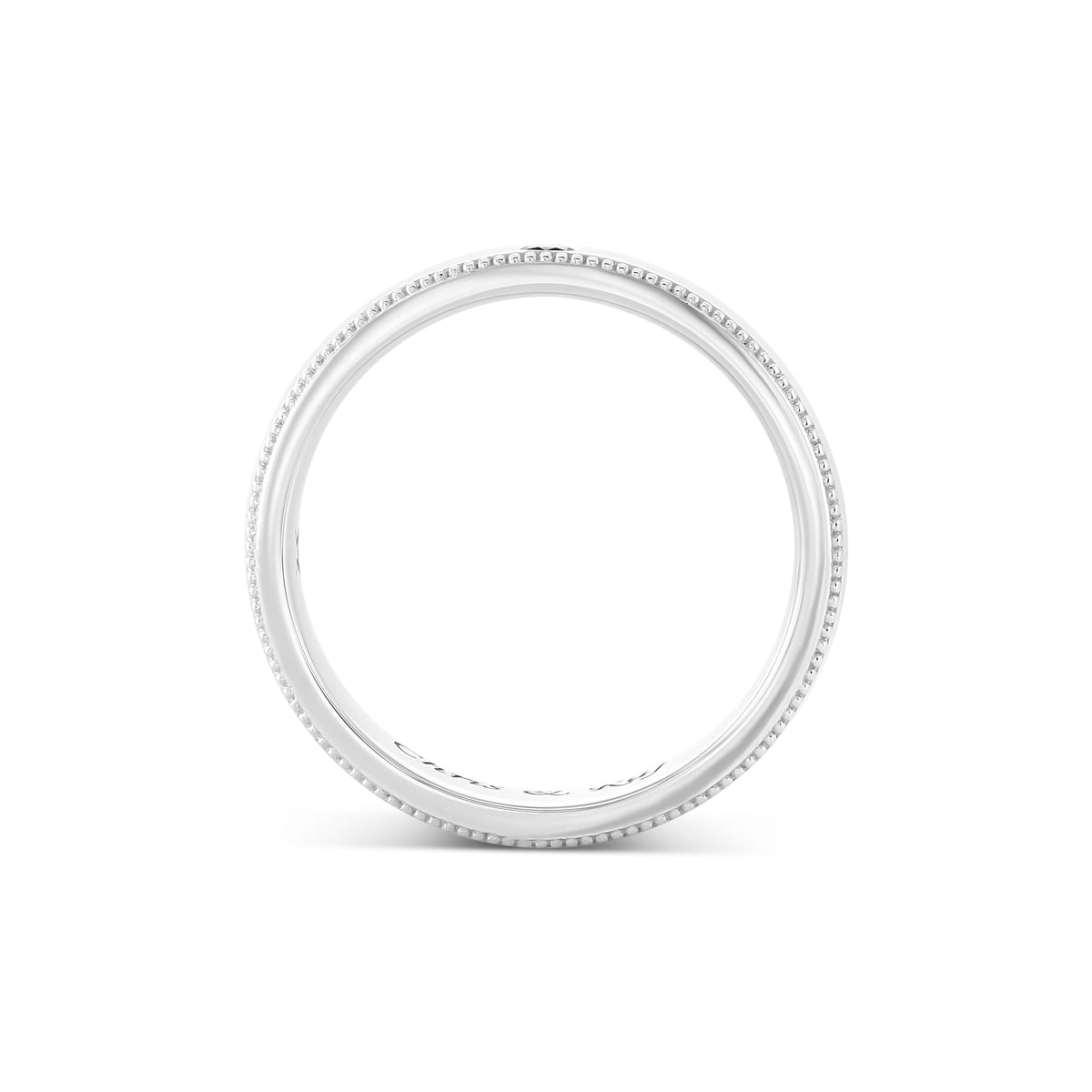 Round Black Diamond Milgrain Wedding Band