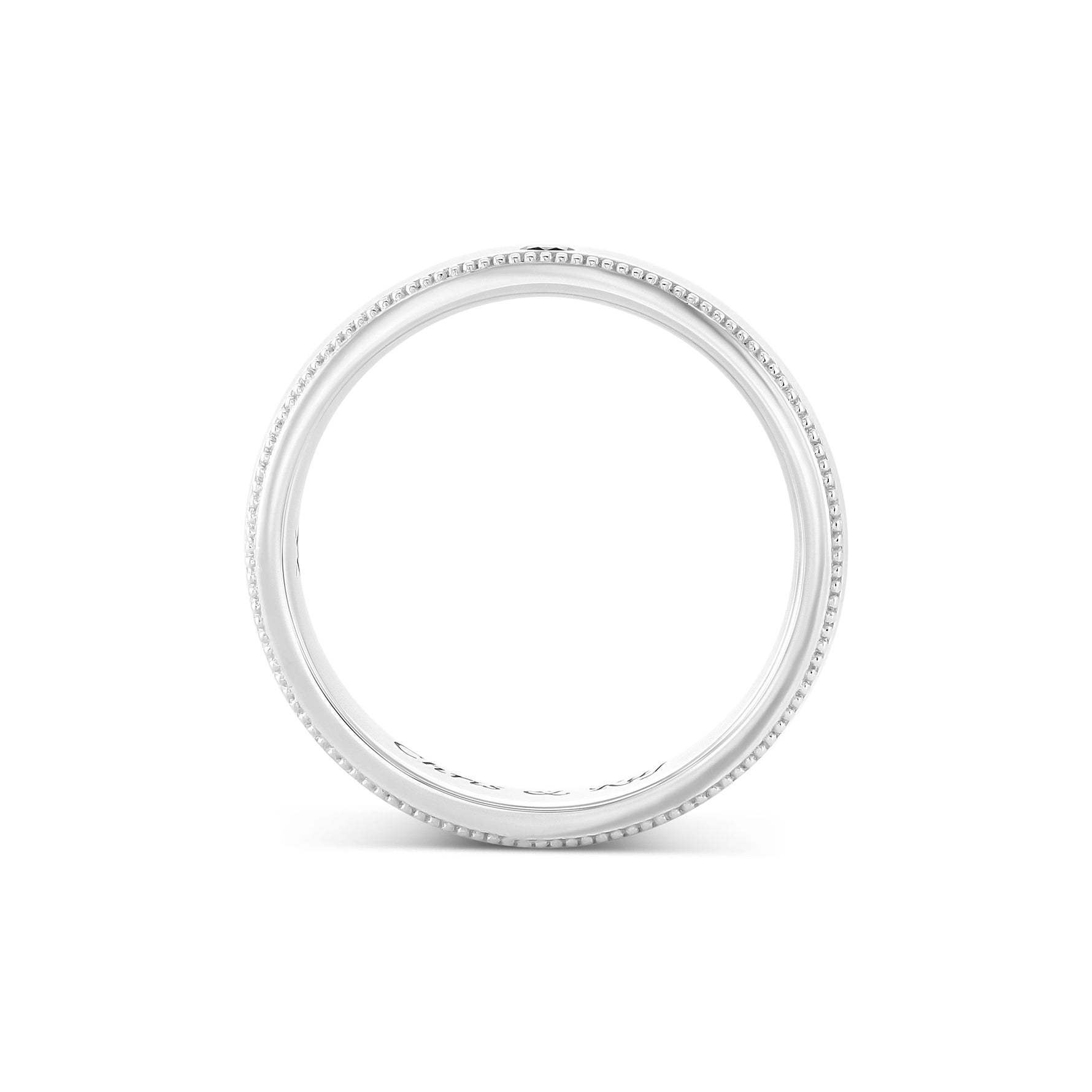Round Black Diamond Milgrain Wedding Band