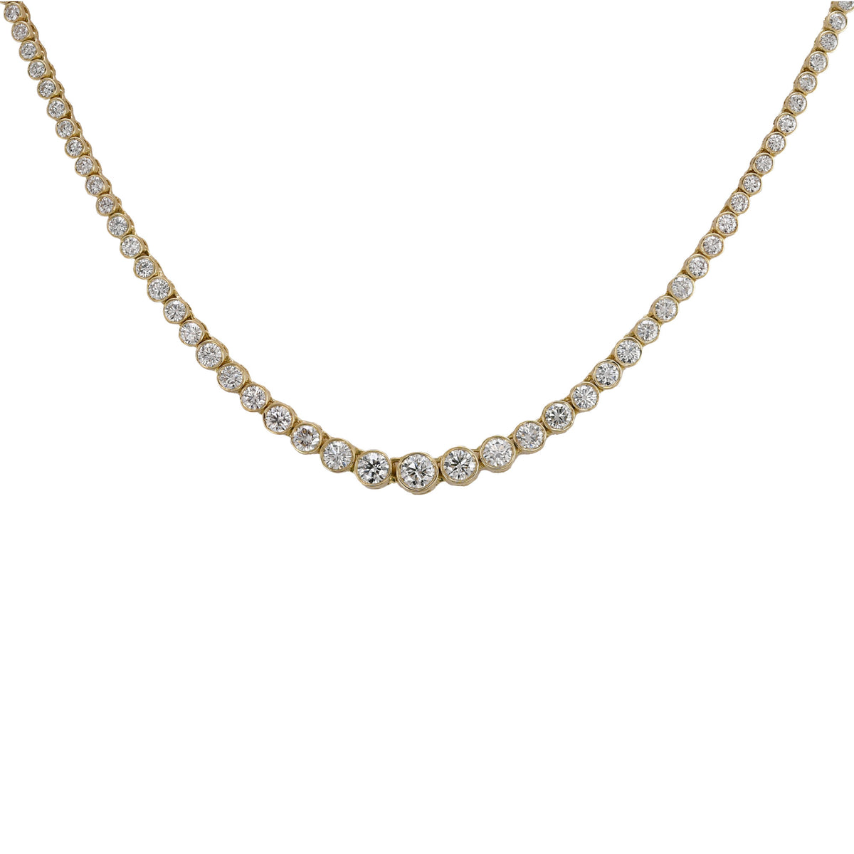 Brilliant Bezel White Diamond Tennis Necklace