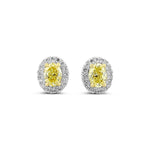 Fancy Yellow Oval Halo Diamond Earrings