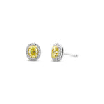 Fancy Yellow Oval Halo Diamond Earrings