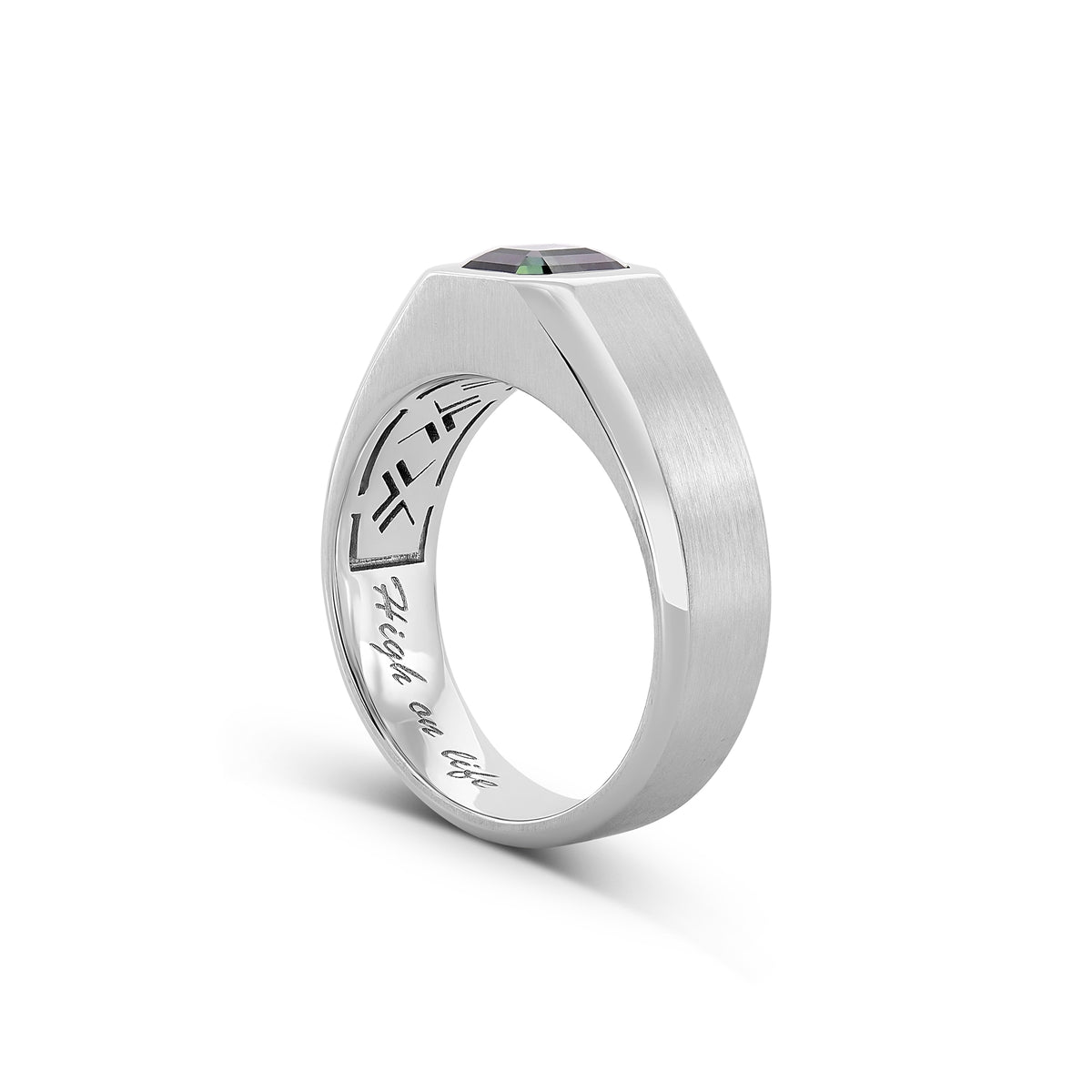 Classic Solitaire Green Sapphire Men's Ring