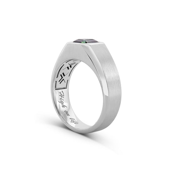 Classic Solitaire Green Sapphire Men's Ring