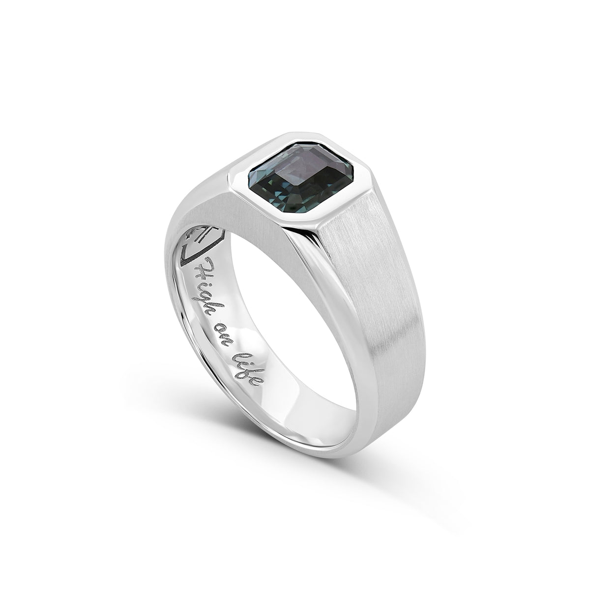 Classic Solitaire Green Sapphire Men's Ring