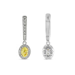 Fancy Yellow Oval Diamond Drop Halo Earrings