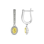 Fancy Yellow Oval Diamond Drop Halo Earrings