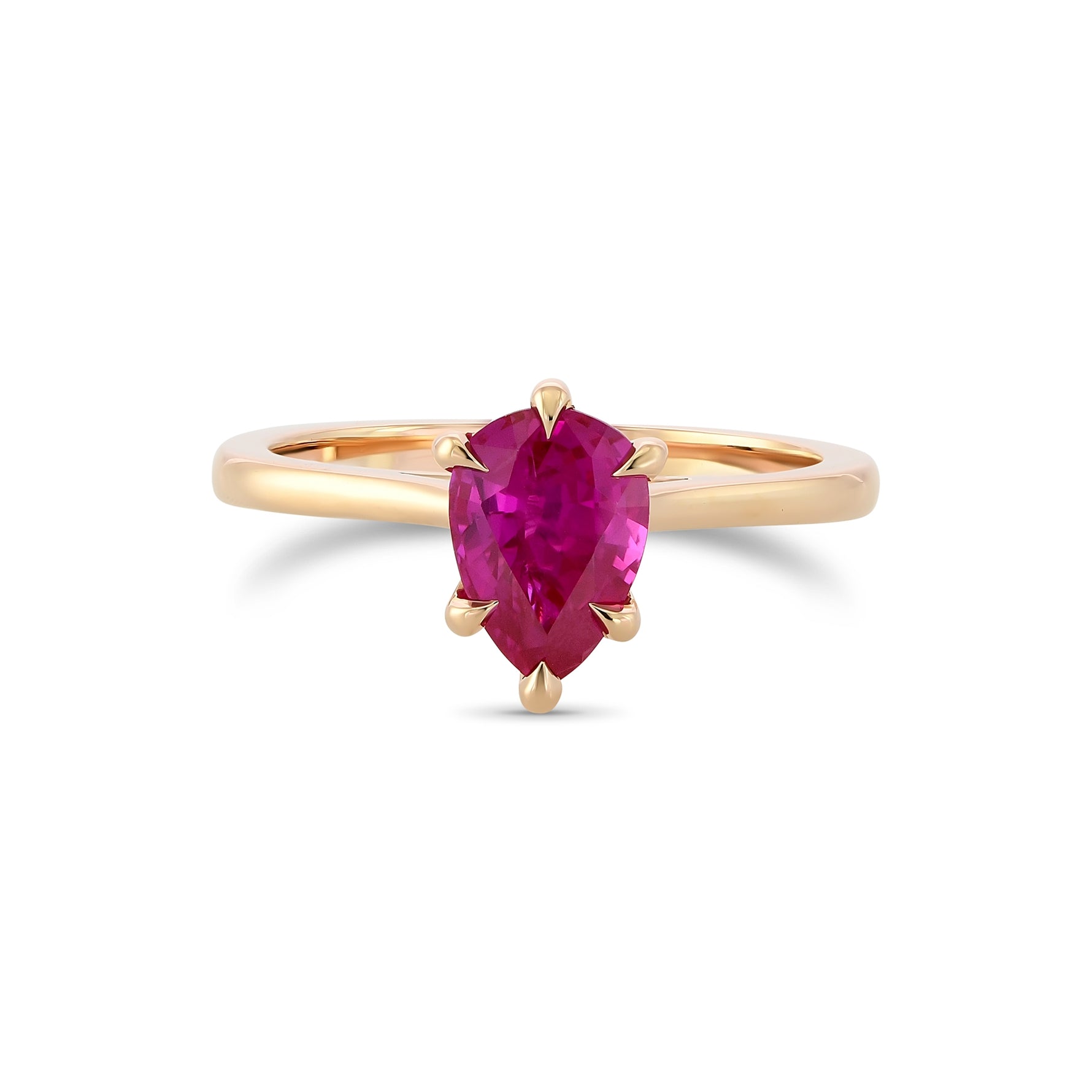 Pear Ruby Solitaire Ring