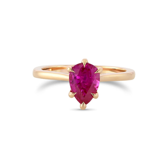 Pear Ruby Solitaire Ring