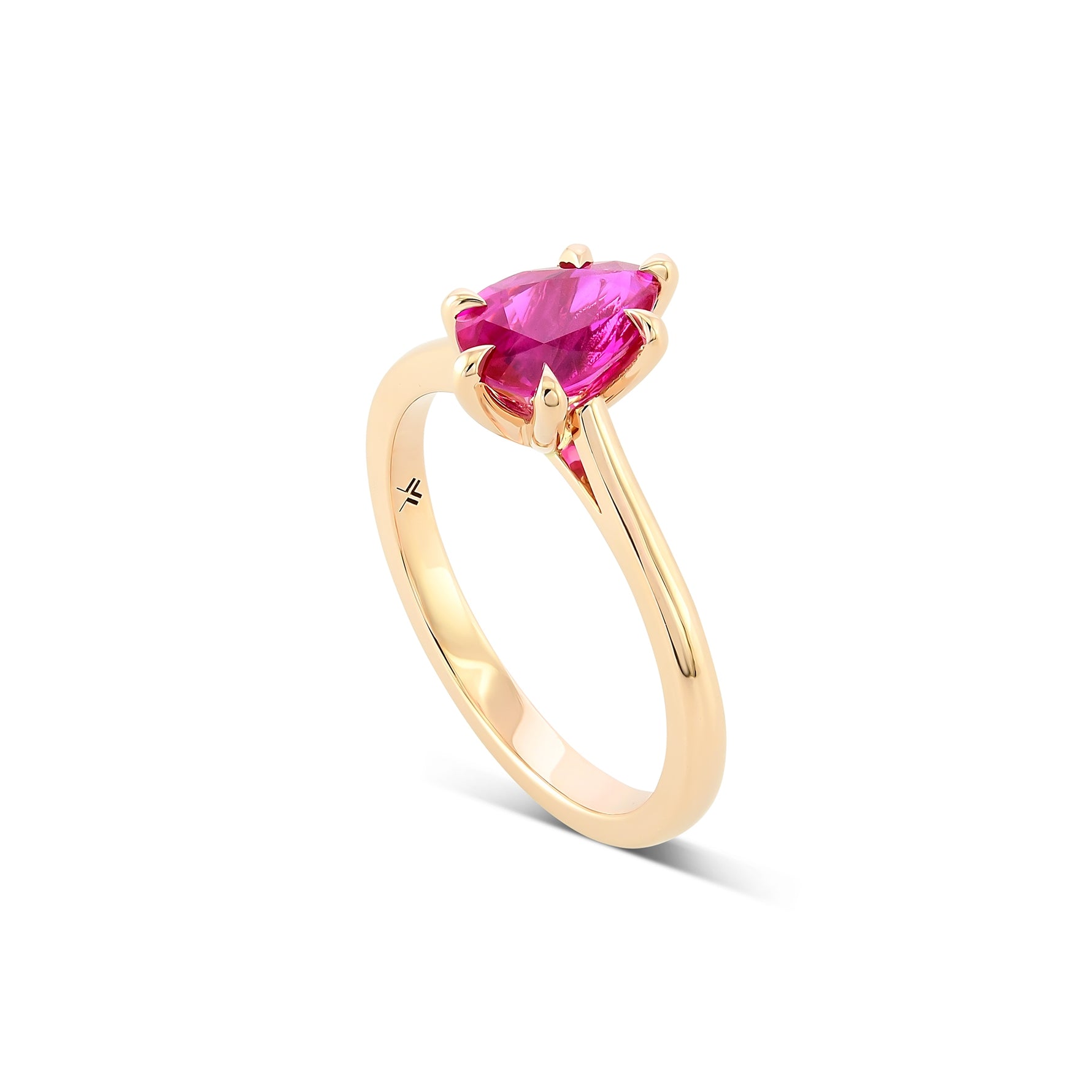 Pear Ruby Solitaire Ring