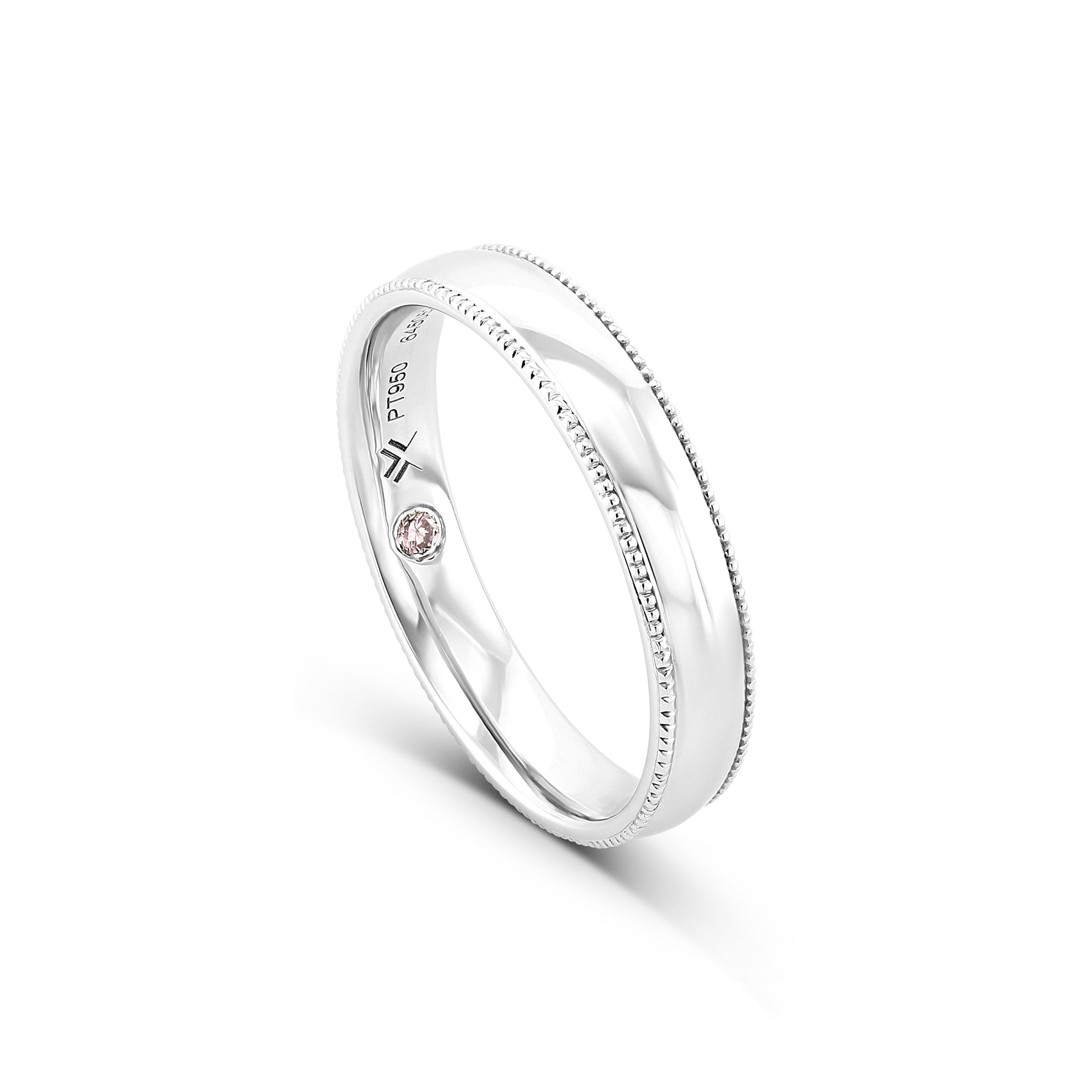  Fancy Pink Diamond Platinum Ring Band