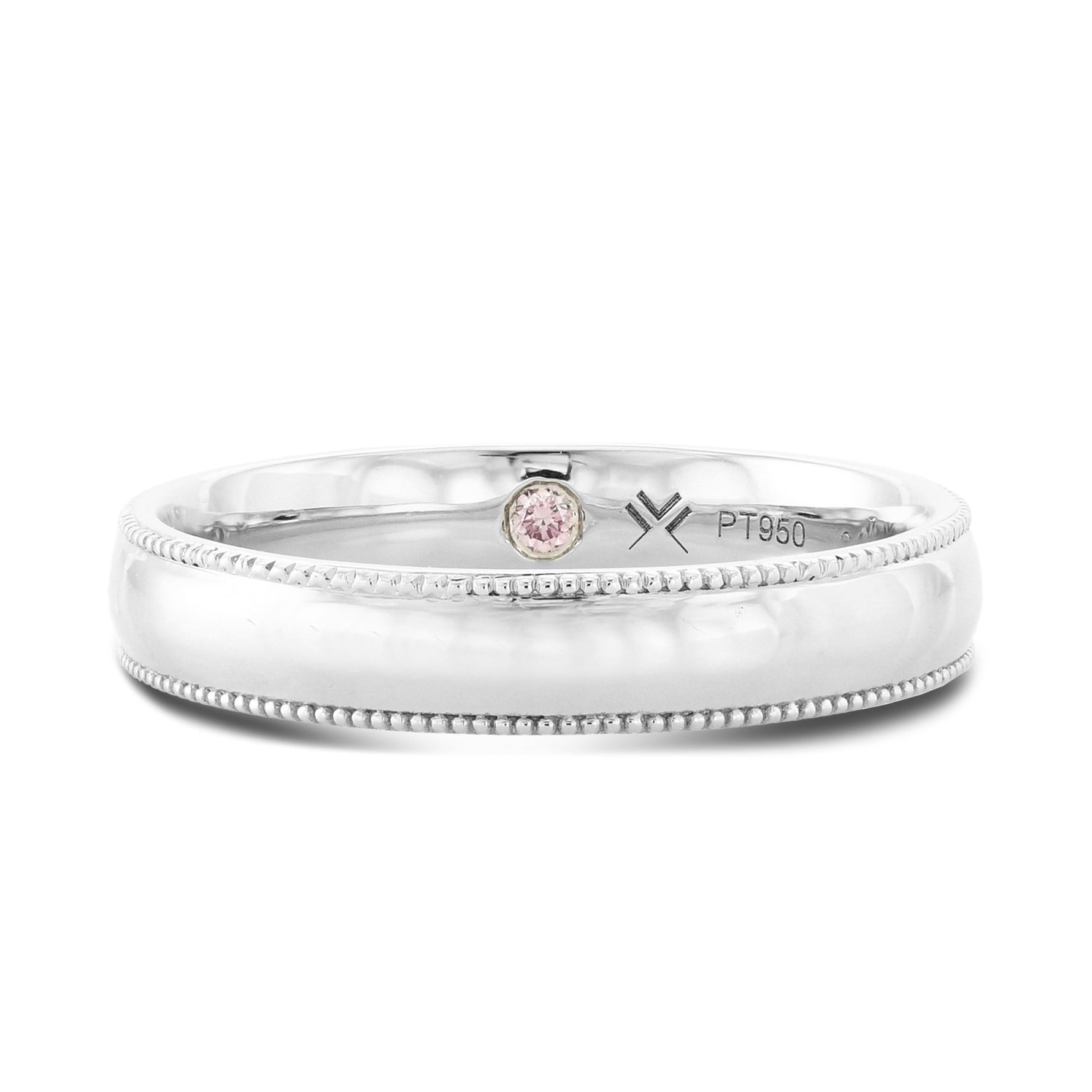  Fancy Pink Diamond Platinum Ring Band