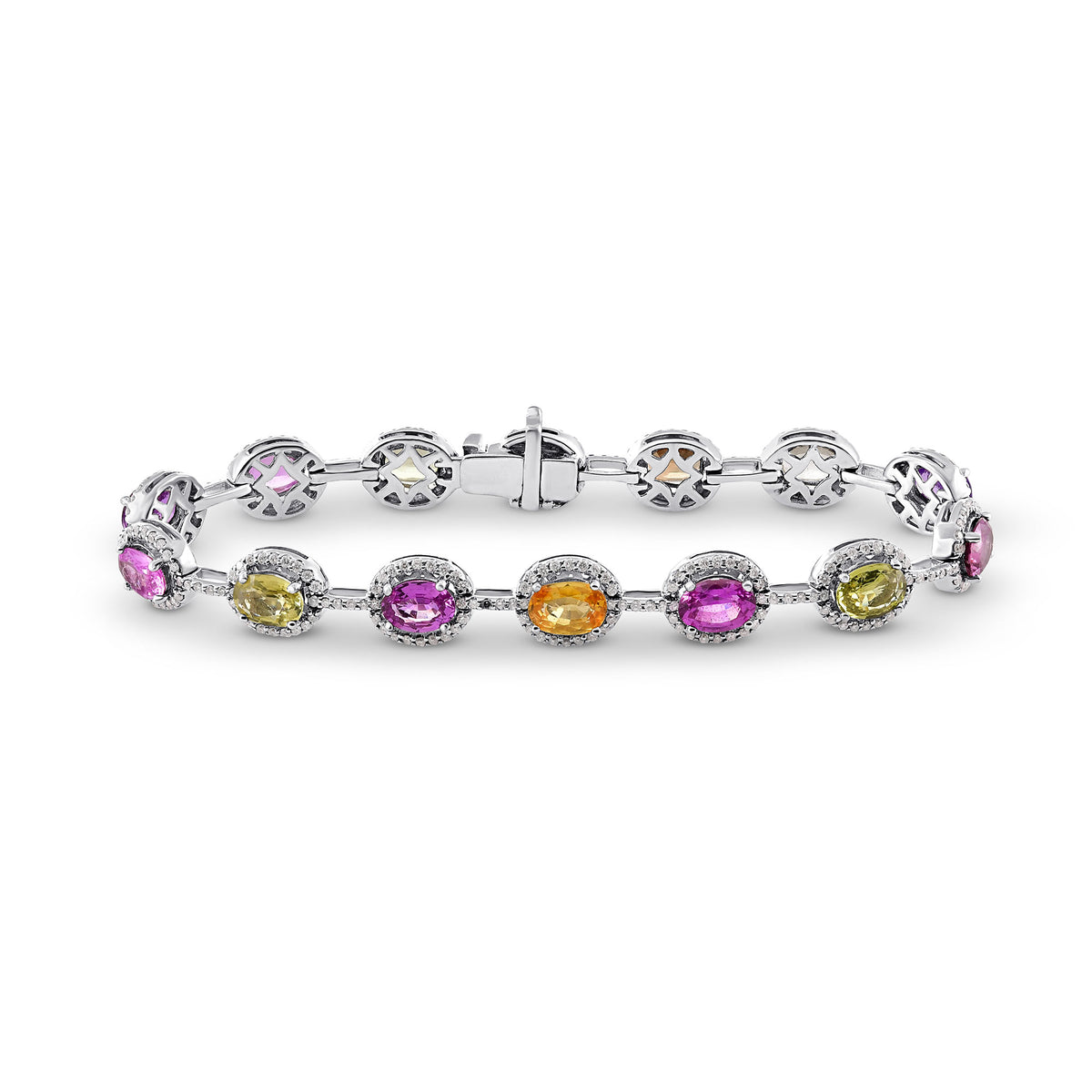 Multicolored Unheated Sri Lankan Sapphire Halo Bracelet